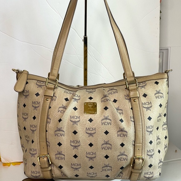 MCM Beige Monogram 2 Way Shoulder Bag - Picture 1 of 12